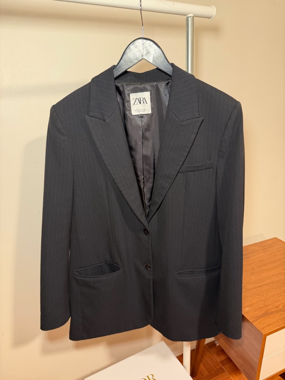 Zara Women’s Navy Blue  Pinstripe Blazer